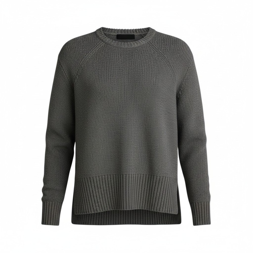 New‎ XS Vegan Gray Knit Hi-low sweater Long Sleeve Lightweight Crew Acrylic